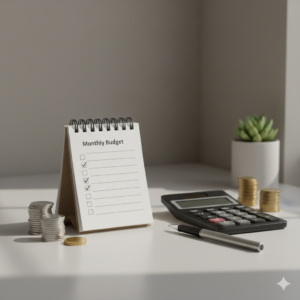 budget checklist and calculator used for reducing debt