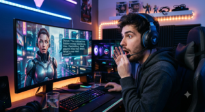 Advanced AI gaming tools creating realistic NPC dialogue and interactions.